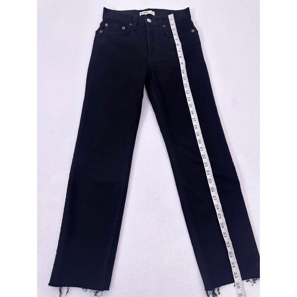RE/DONE Originals 70s Straight Leg Jet Black Raw Hem Jeans Size 25 High Rise - Picture 9 of 14